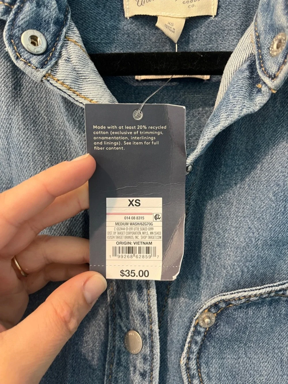 Universal Thread Denim Button-Down Shirt with Heart Patch - Blue - Picture 2 of 2